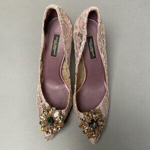 DOLCE & GABBANA Pump in Taormina Lace with Crystals in Blush